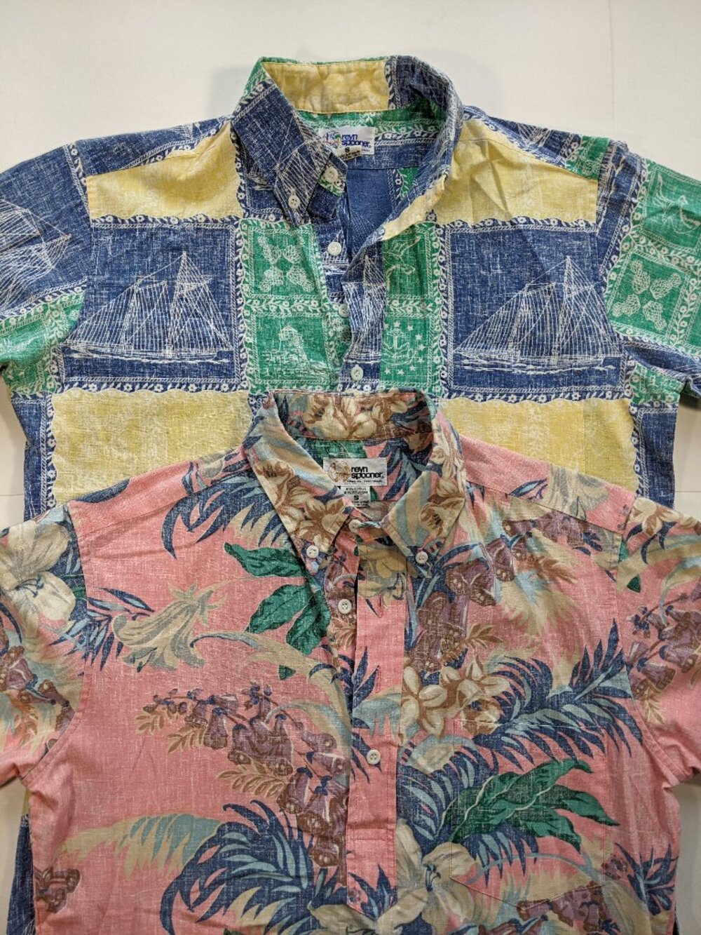 Lot of 2 Reyn Spooner Hawaiian Shirt Pullover Reverse Print SMALL